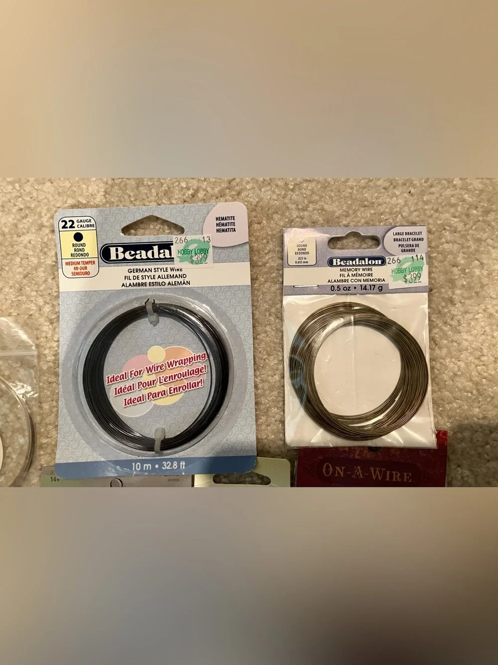 Beading Wire, Lot of 6 for Beading, Making Jewelry, Crafts